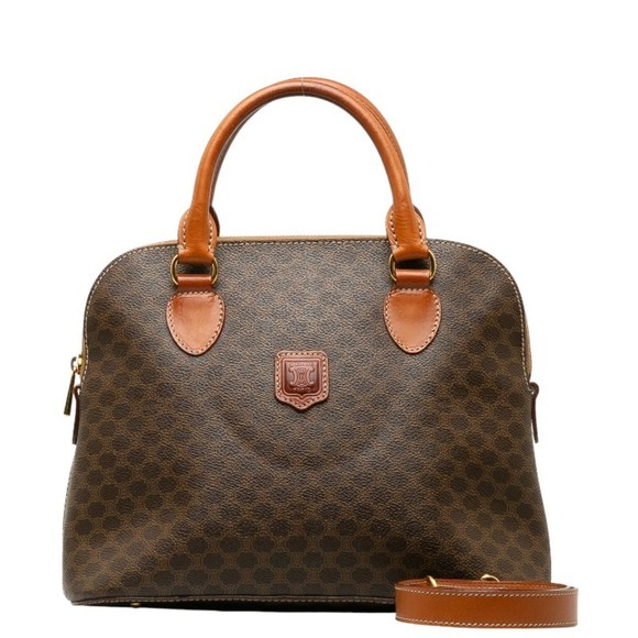 Celine Macadam Handbag Shoulder Bag Brown PVC Leather Women's CELINE - Picture 1 of 10